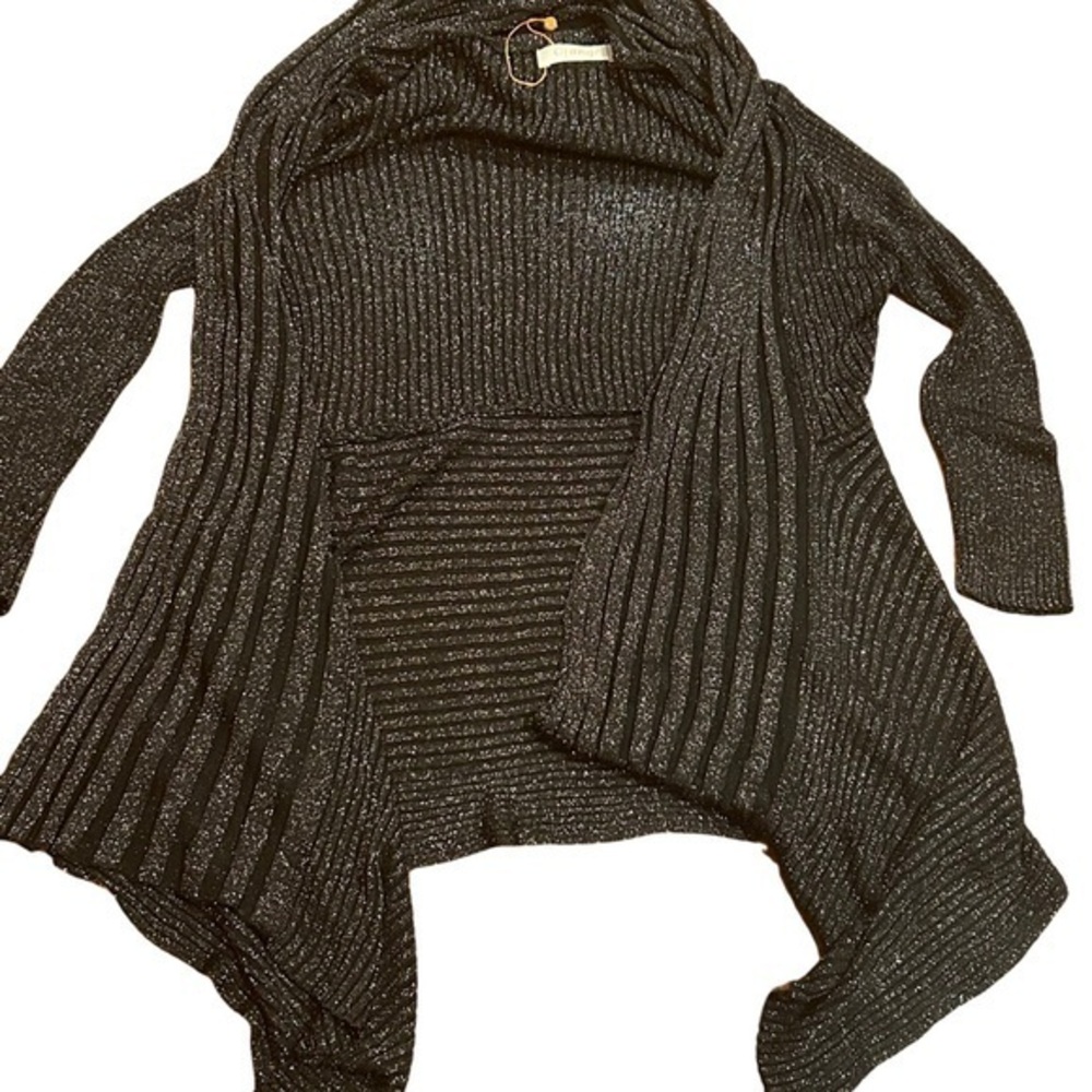 NWT Black & Metallic Flecked Orange Brand Open Cardigan - One Size ⭐️🖤⭐️